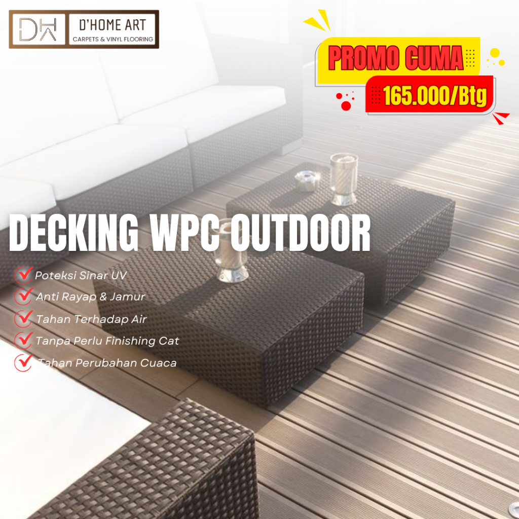 Decking WPC Outdoor Flooring Lantai Kayu Papan Kolam Taman Panjang 2,9m