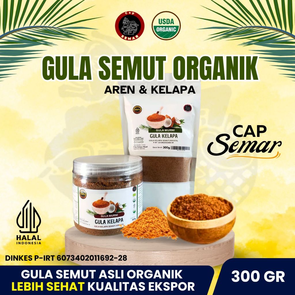 

Gula Kelapa Bubuk / Semut 100% Asli Organik Murni Kualitas Premium Cap Semar 300 Gr