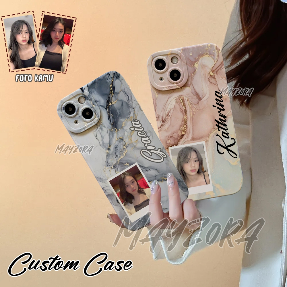CS044 - Casing Custom Foto dan Nama Marble Kaligrafi Case Silicon - Mayzora