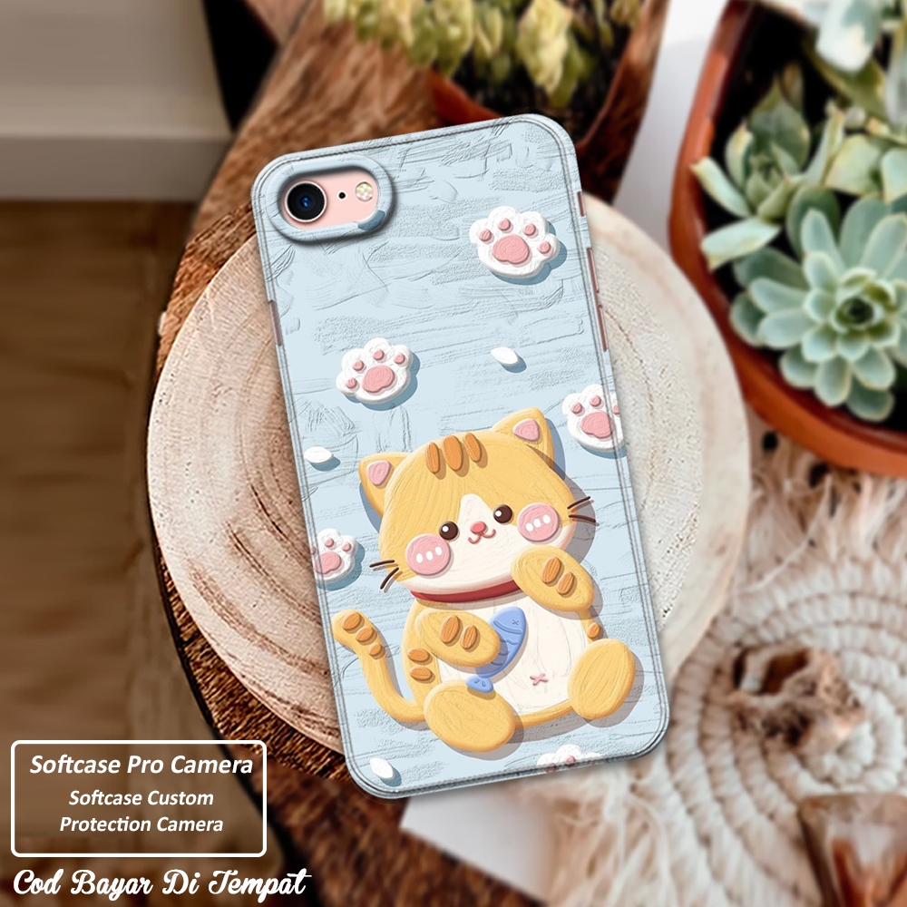 Softcase Pro Camera Case Hp IPHONE 7 - IPHONE 8 Fashion Softcase Case Meow Kelinci Cat Cartoon Terba