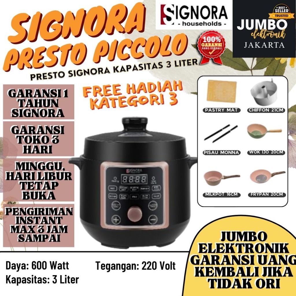 FREE HADIAH Signora Presto Piccolo Presto 3L Liter Presto Listrik 3L Liter Presto Signora