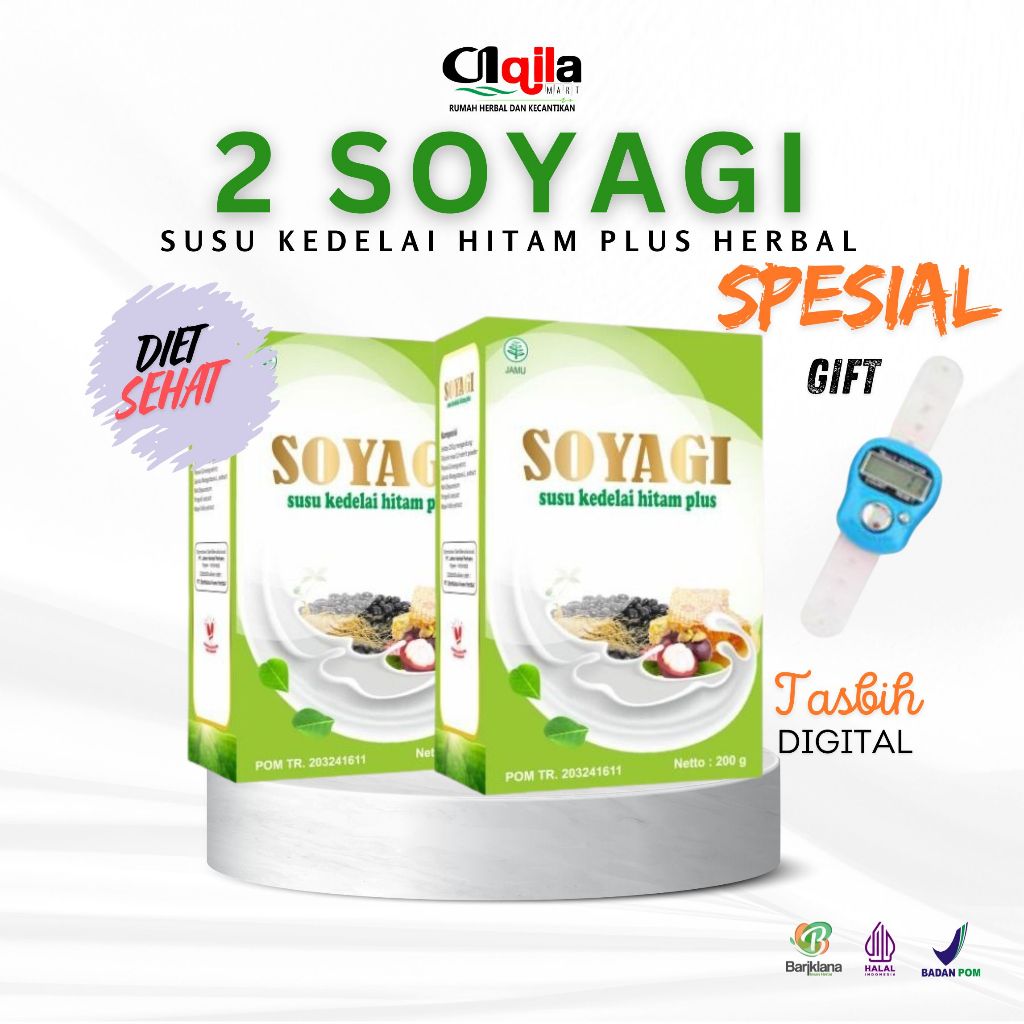 

Paket 2 BOX SOYAGI susu kedelai hitam plus herbal Gratis TASBIH DIGITAL susu diet sehat