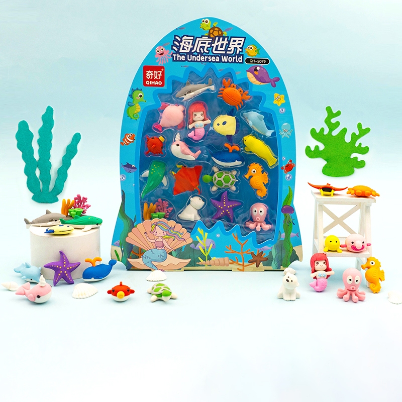 

Penghapus karakter mermaid ikan hewan laut eraser sensory mainan anak (1 SET)