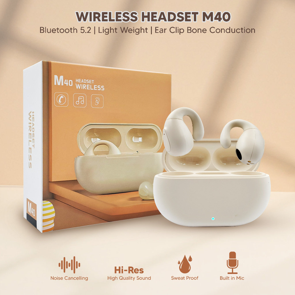 TWS M40 Headset Bluetooth Earphone Wirelles Stereo Bass Kualitas Bagus Handsfree Bluetooth Sport