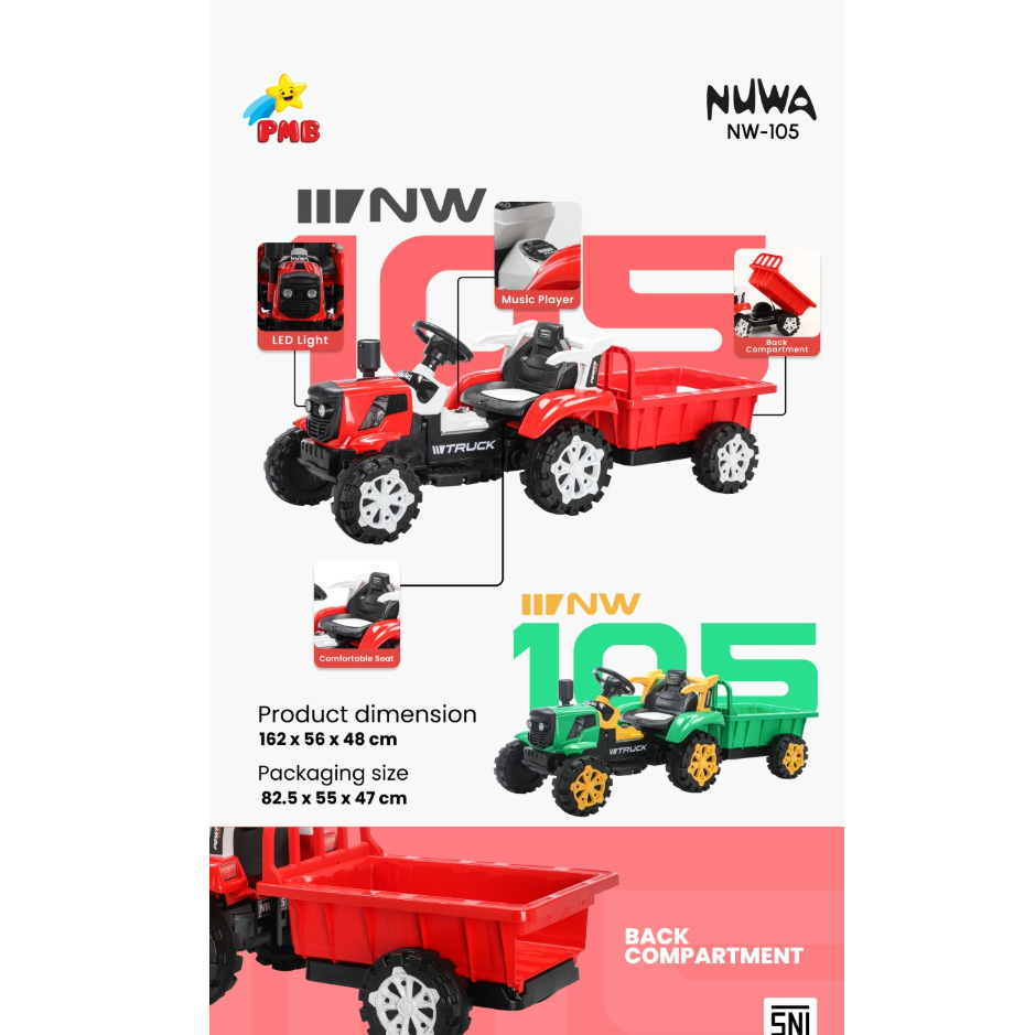 TURUN HARGA....Mobil Aki PMB NW105 NW 105 Mainan Anak Mobil aki Truk gandeng anak Mobil kontraktor a