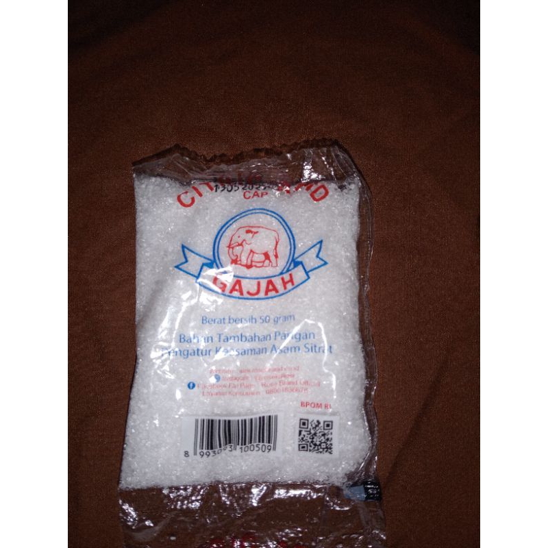 

CITRUN CAP GAJAH 50 gram/ Citric Acid/ Citrun Acid/Citrun