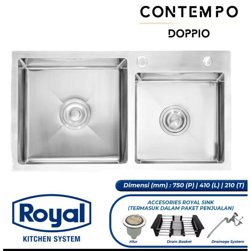 KITCHEN SINK STAINLESS ROYAL CONTEMPO DOPPIO