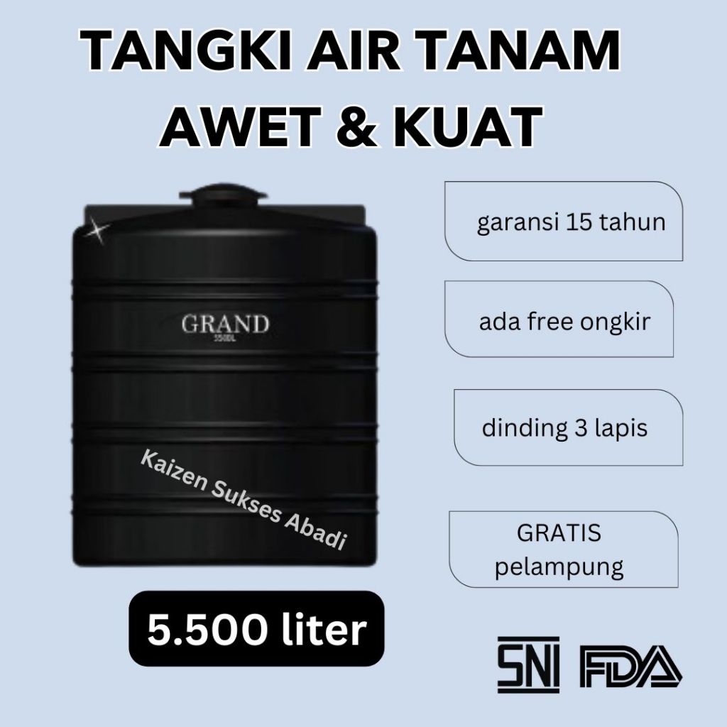 tangki toren tandon air bawah tanah plastik merek tedmond grand pendam tanam underground u ground vo