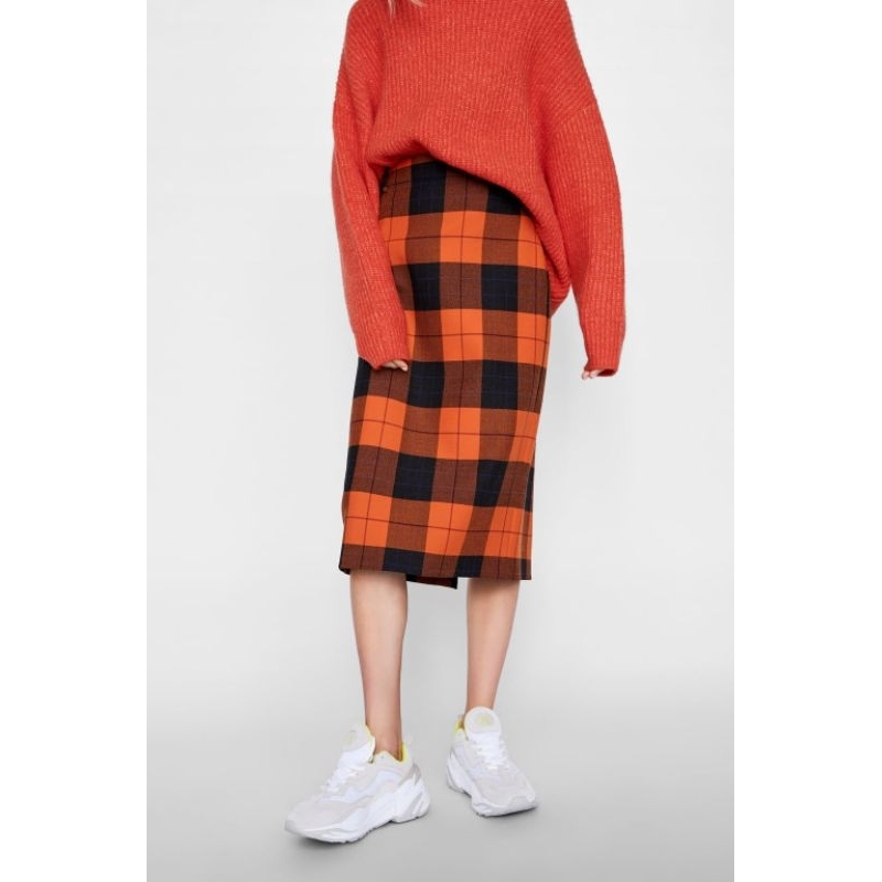 Zara original skirt maxy rok tartan