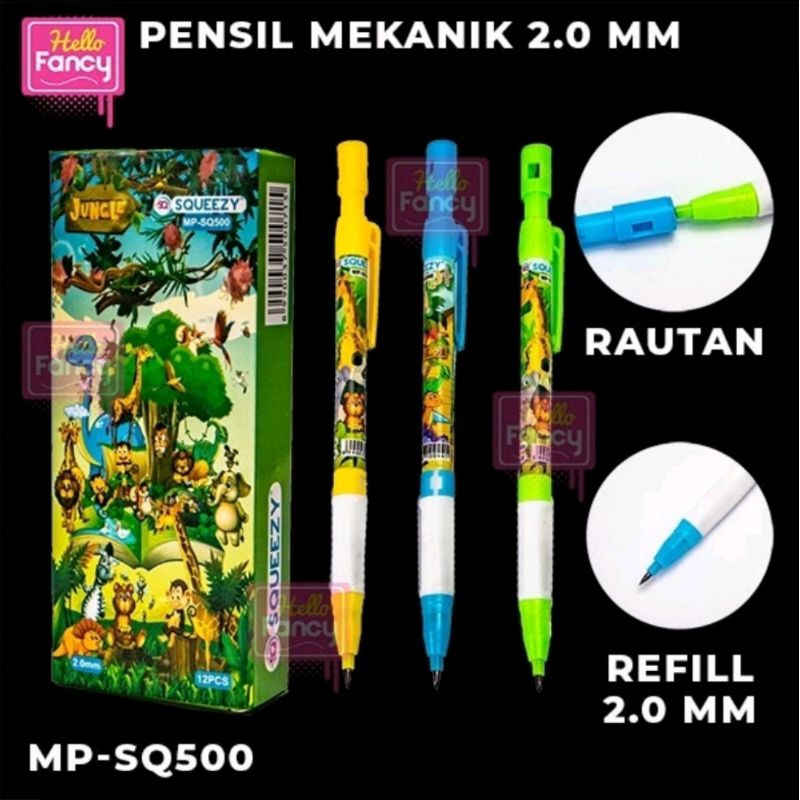 

(12pcs) Pensil mekanik/pensil mekanik Squeezy/pensil mekanik murah/pensil mekanik jungle