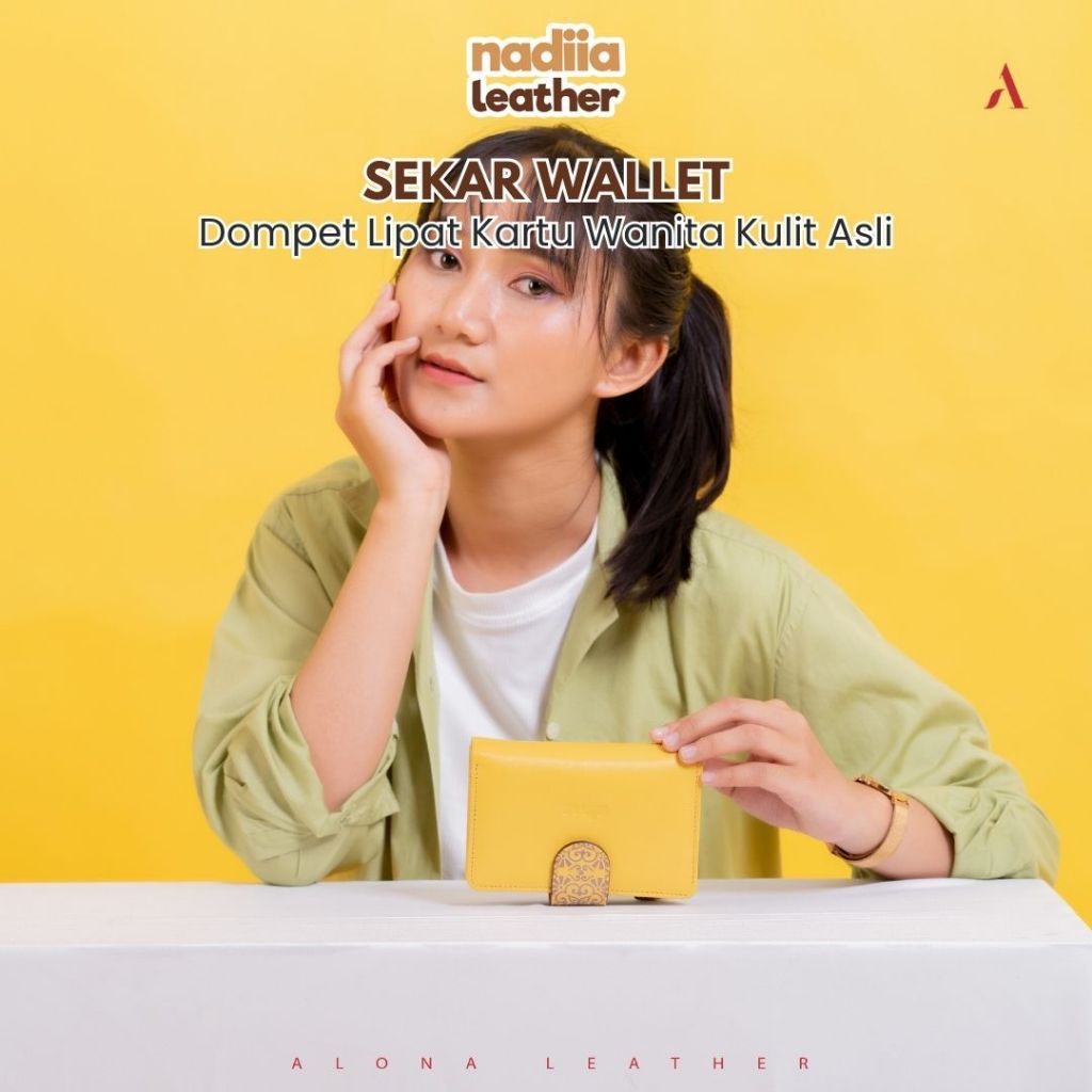 Dompet Wanita Pendek Kulit Asli Dompet Kartu Lipat Alona Sekar Wallet