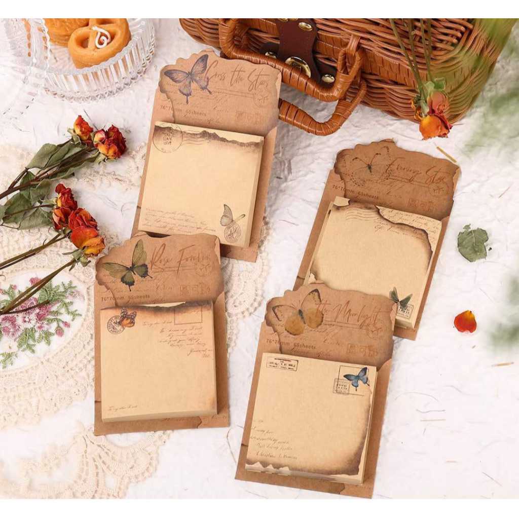 

WRITE LEISURELY STICKY NOTE VINTAGE STYLE dengan bahan kertas KRAFT AESTHETIC SCRAPBOOK JURNALING
