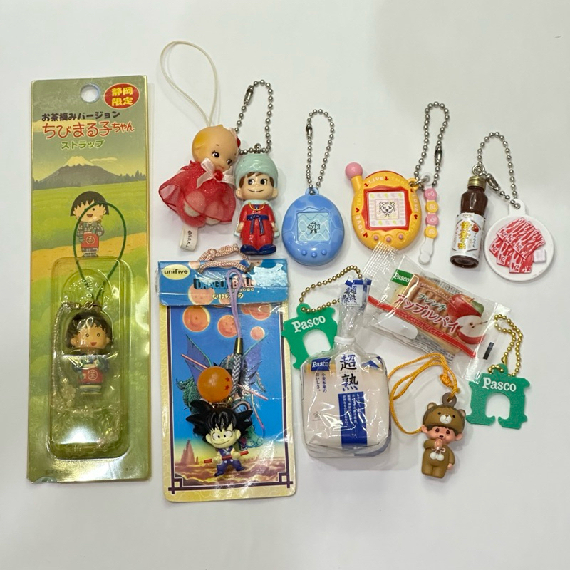 various poko, kewpie, chibi marukochan, dragon ball, monchici, tamagotchi, pasco bread squishy, pasc