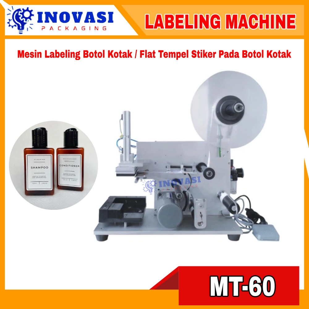 

Mesin Labelling stiker Botol Kotak Botol Datar / Flat Semi-Auto MT-60