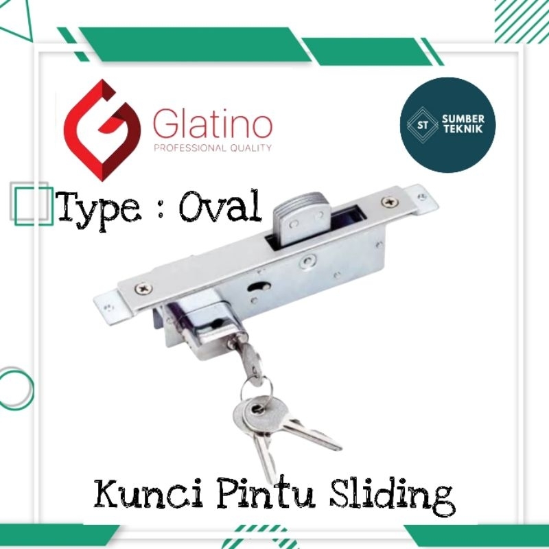 GLATINO Kunci Pintu Alumunium Kaca Sliding Geser Swing Model Oval