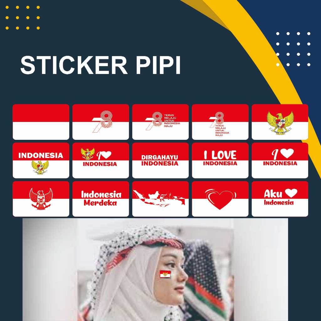 

Stiker Pipi Bendera 45 Pcs / Sticker Merah Putih / Sticker Bendera Tempel Pipi