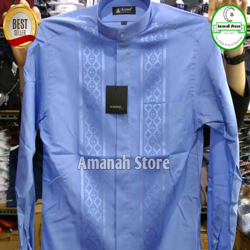 Baju Koko Alisan Bordir Tangan Panjang Reguler Kemeja Koko Alisan Top Brand