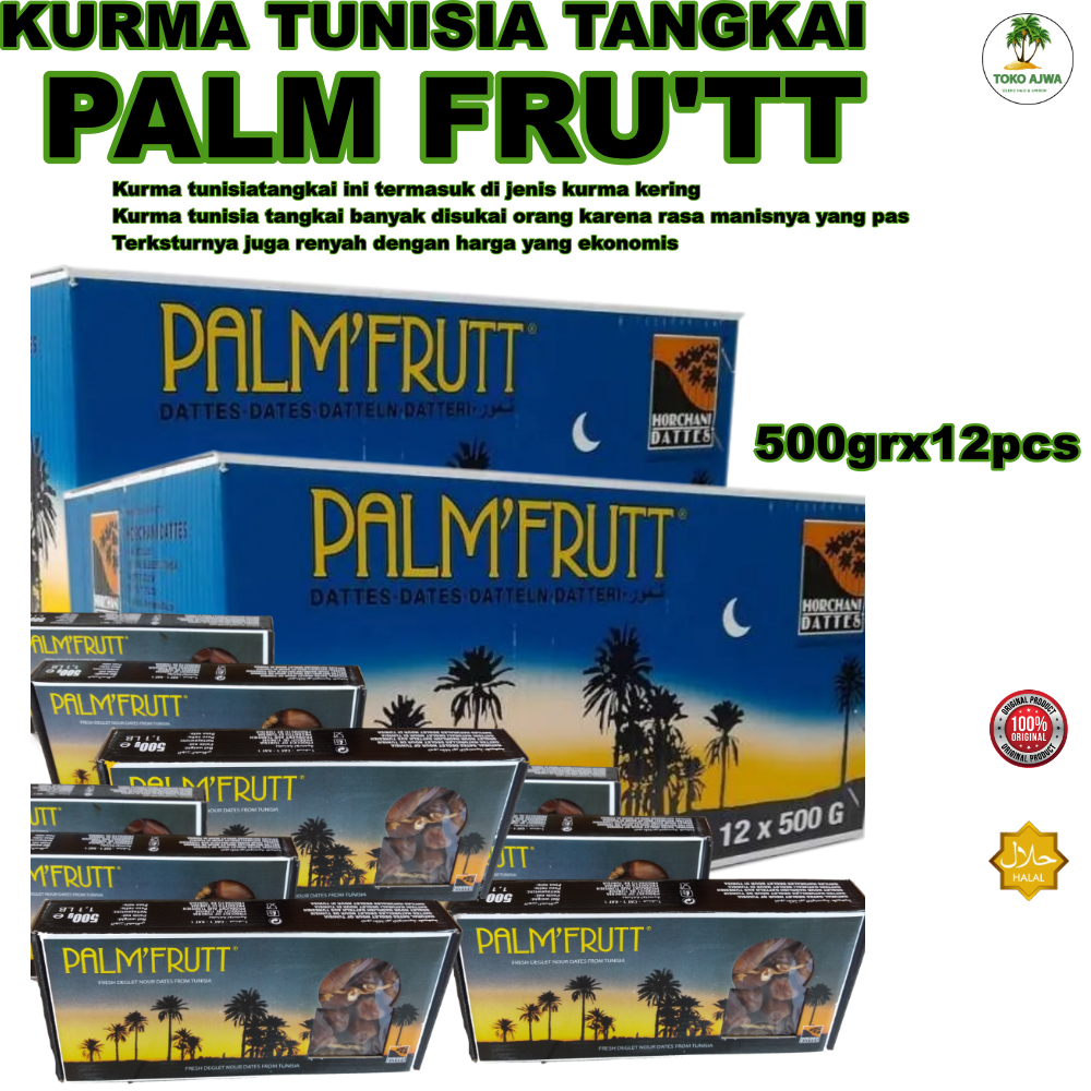 

Kurma Tangkai Palm Fruit/Palm frutt 1dus ( 500gr x 12pcs )