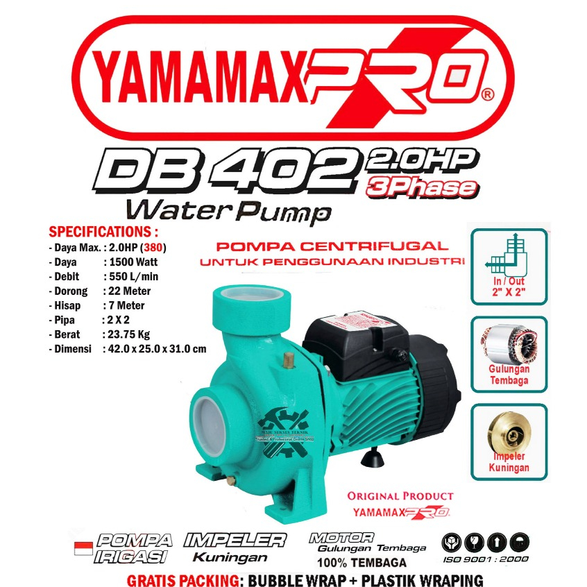Pompa Air Centrifugal Sentrifugal Irigasi 2 Inch YAMAMAX PRO DB 402 TP 2.0HP 3Phase 2" DB402 DB 402