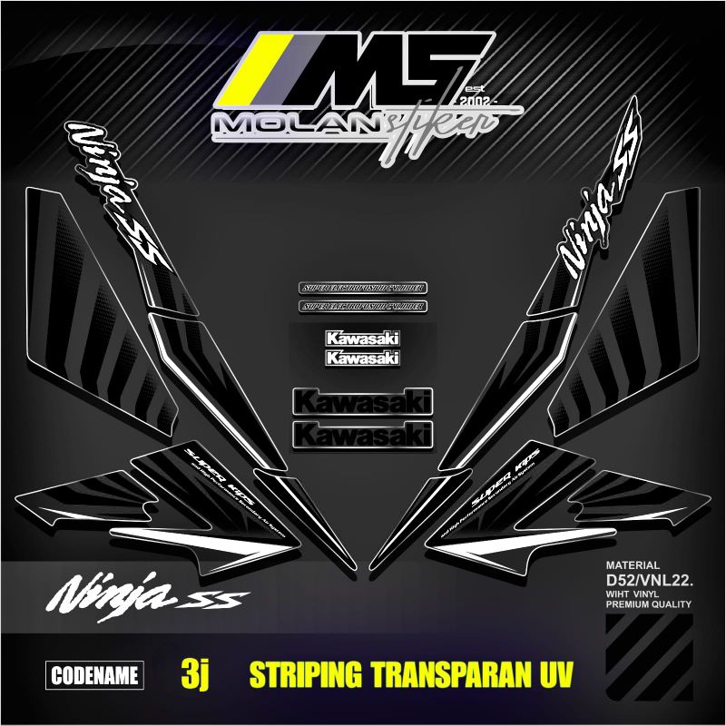 Decal Sticker Striping Variasi Transparan Uv Ninja Ss Zebra 2014 2015 2016 & Ninja R/Ss Transparan K