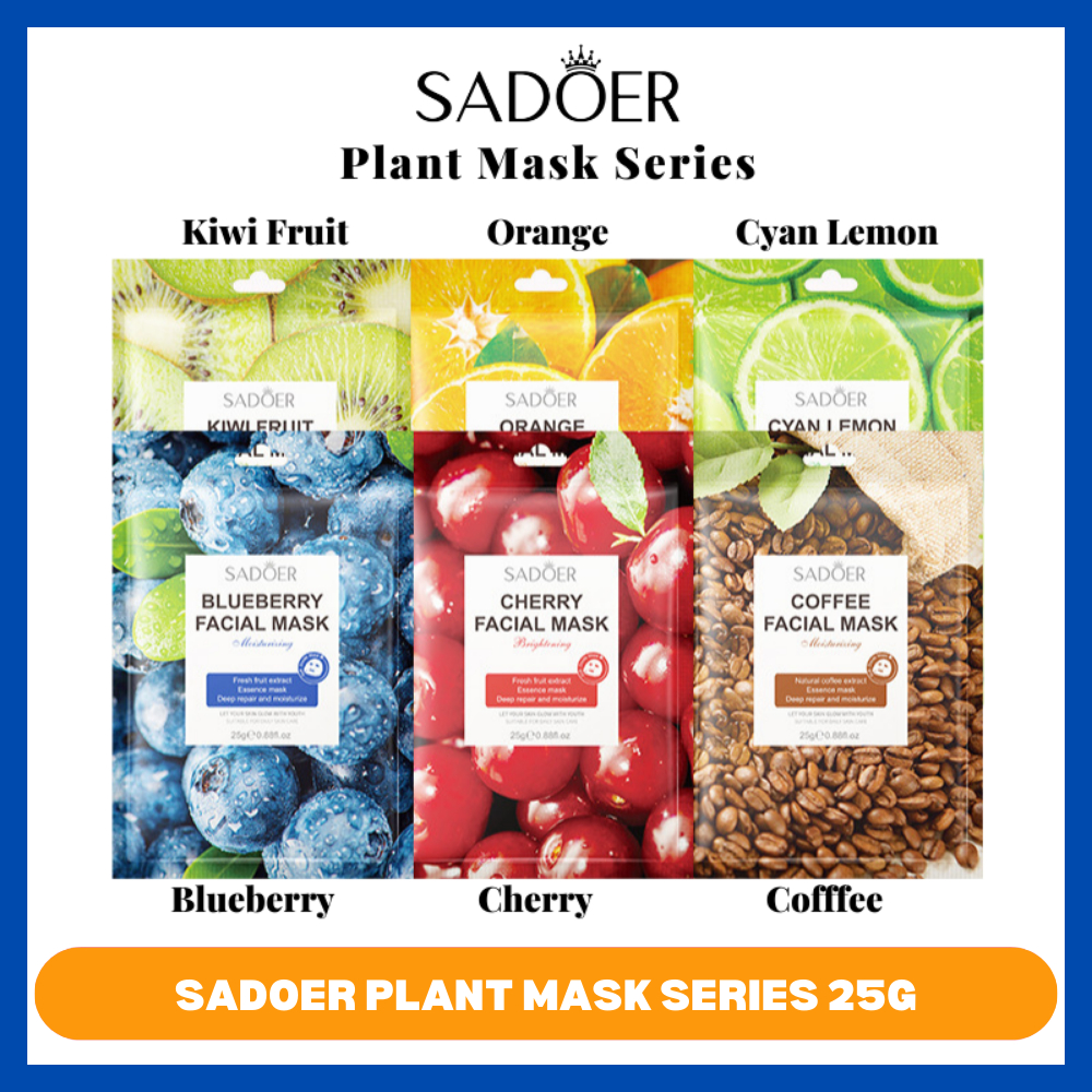 SADOER FRUIT PLANT FACIAL SHEET MASK SERIES / MASKER WAJAH GLOWING
