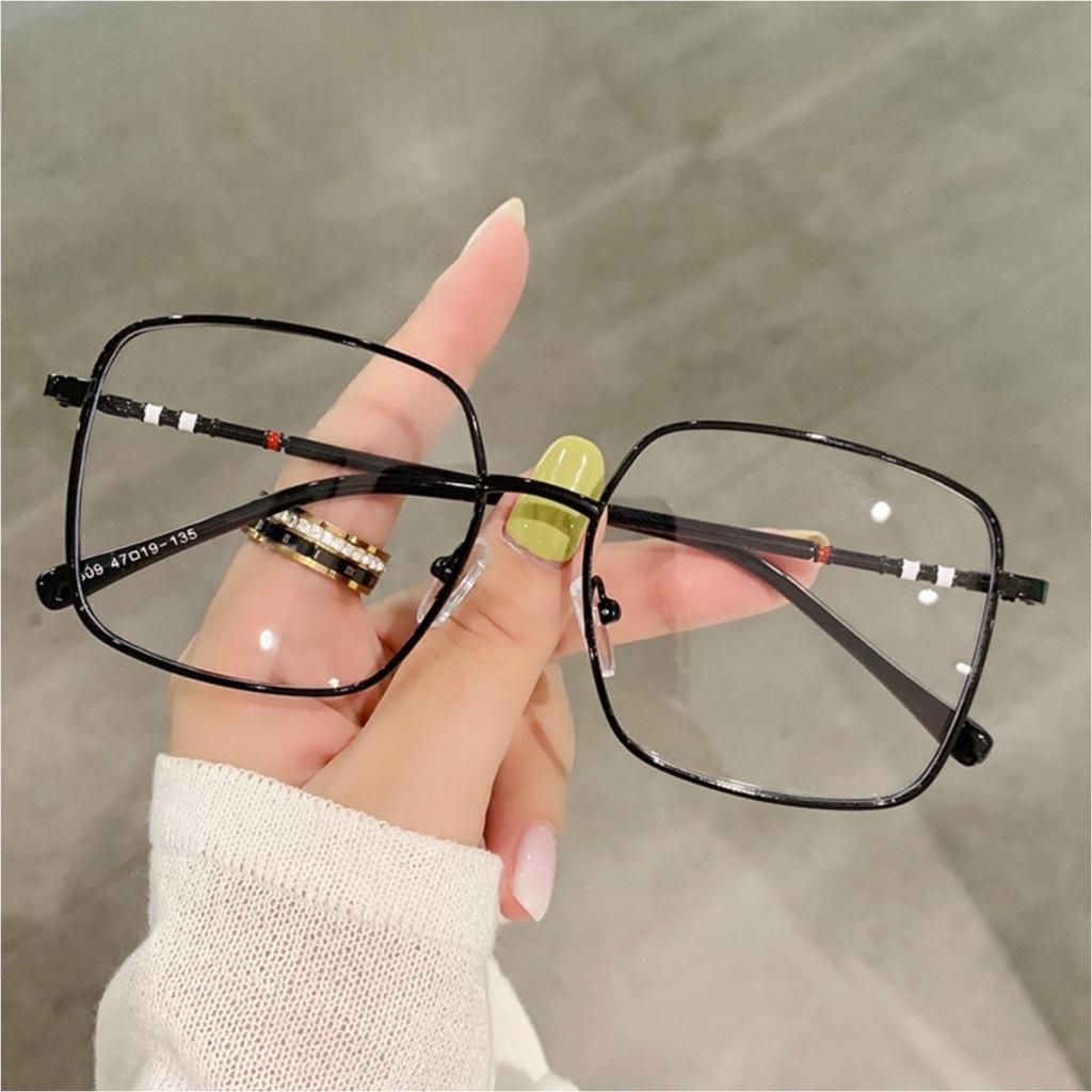 Kacamata Wanita Pria Lensa Minus Photocromik Blucromik Blueray Frame Kotak Besi 9691 Plus/Baca