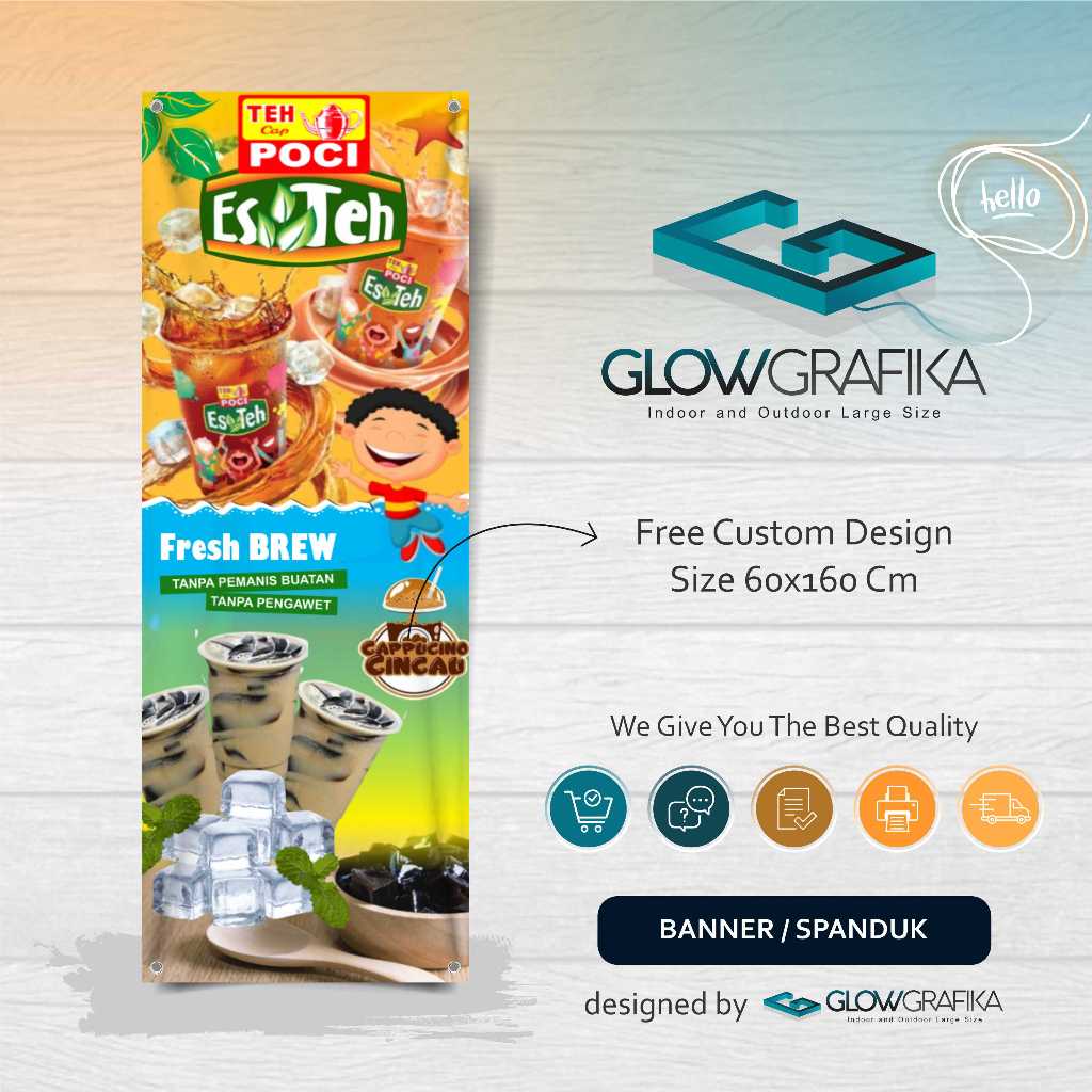 Cetak Spanduk Banner Es Teh Poccii & Cappucino Cincau