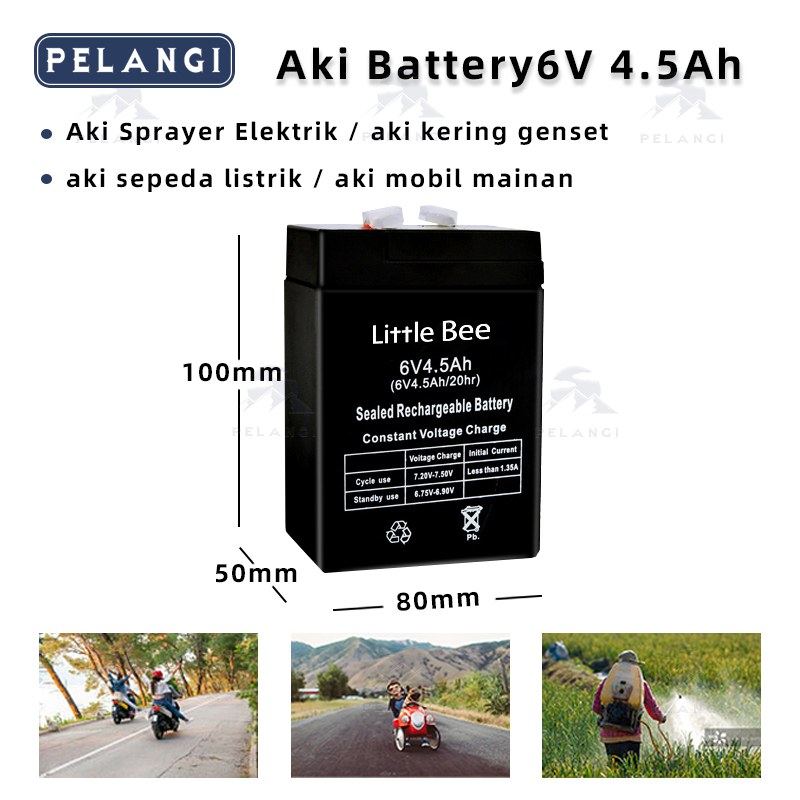 6 volt 4.5 Amper Battery motor mainan anak mobil mobilan Aki Sepeda Listrik Battery 6v 7ah motor cas