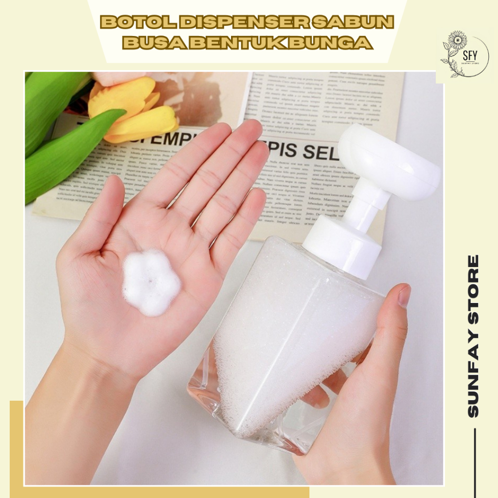 SUNFAY Botol Dispenser Sabun Busa Bentuk Bunga/Foam Flower Stamp Hand Soap/Wadah Sabun Cuci Tangan B