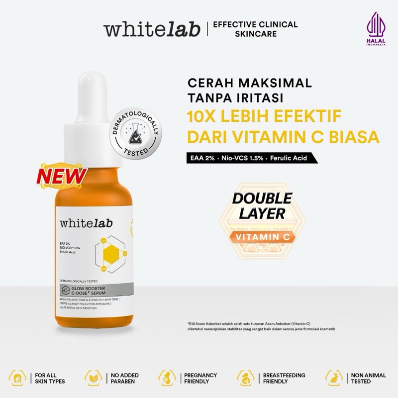 Whitelab C-Dose+ Brightening Serum Mencerahkan Kulit Glow Booster Serum Vitamin C C Dose Whitelab