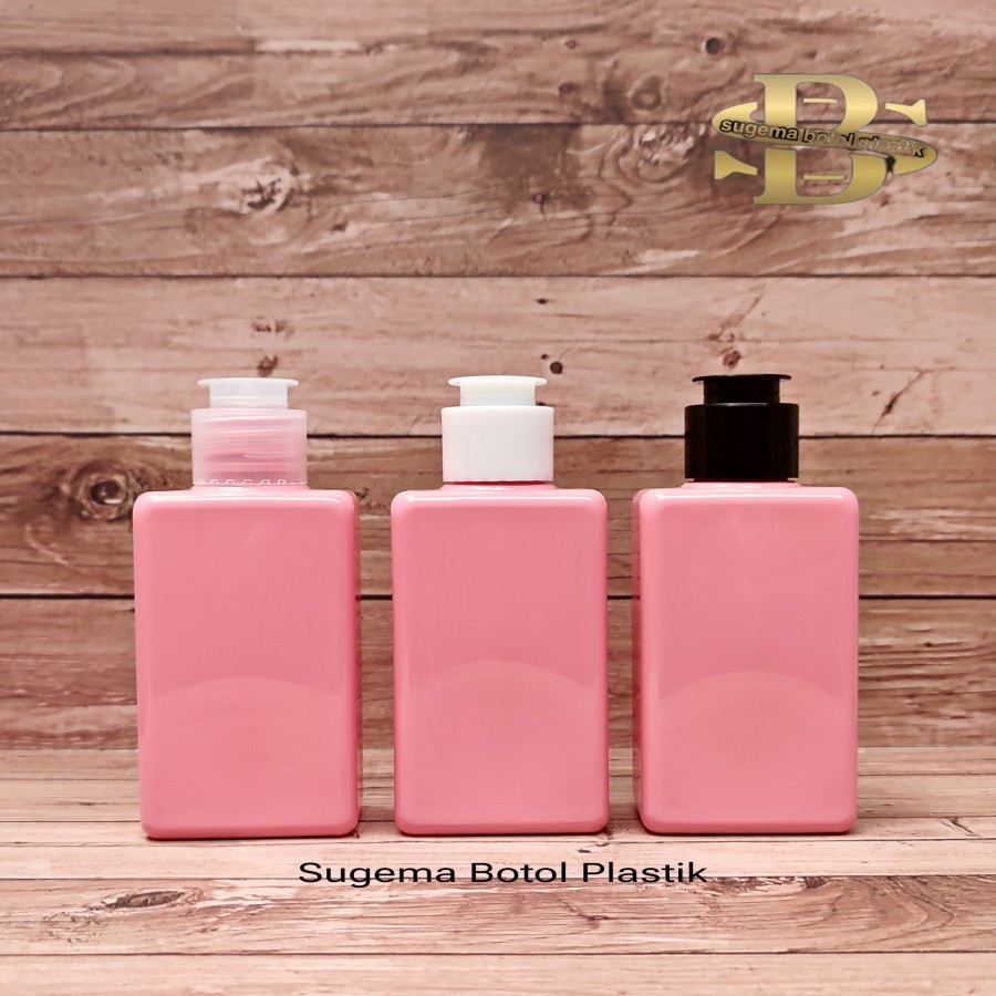 Botol Fliptop 100ml Kotak Pink Plastik Pet Tebal / Botol 100ml Kotak