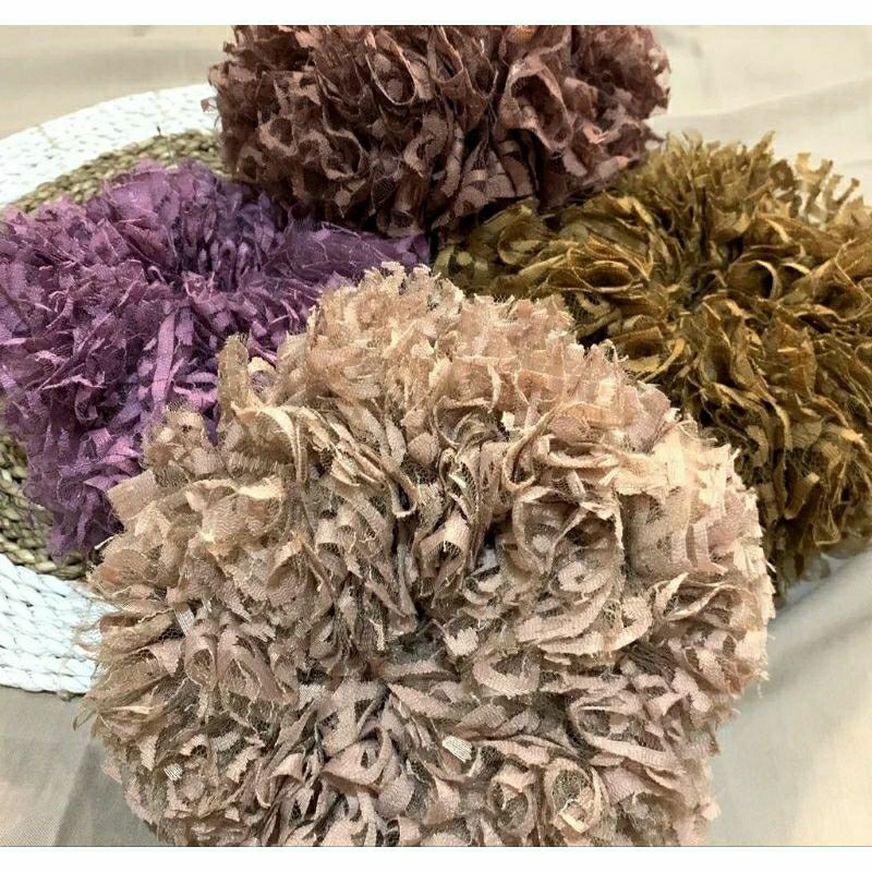 Ikat Rambut Scrunchie Cepol Hijab Bahan Tille / Brukat Renda ikat rambut brokat