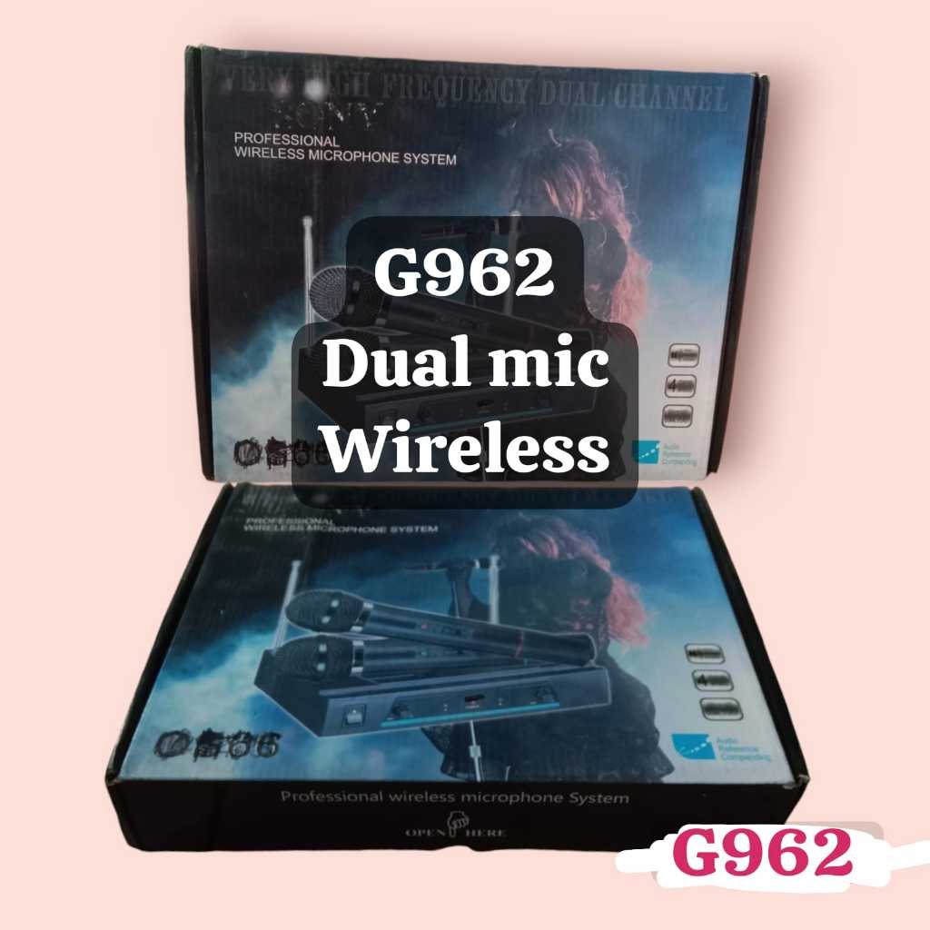 G962 DUAL WIRELESS MIC MIK MIX NIRKABEL DOUBLE MICROPHONE WIRELES TANPA KABEL SEPASANG MIKROFON U