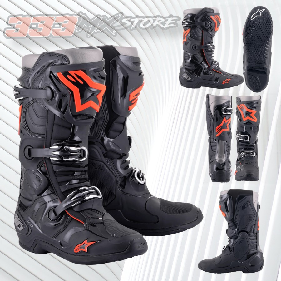 Boots Alpinestars Tech 10 Black Red Fluo Sepatu Boots Alpinestar Tech 10 Original