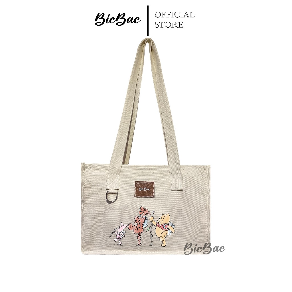 CUSTOM POOH TIGGER PIGLET   - TAS KANVAS CANVAS TOTE BAG TOTEBAG SLETING PEREMPUAN CEWEK WANITA KETI