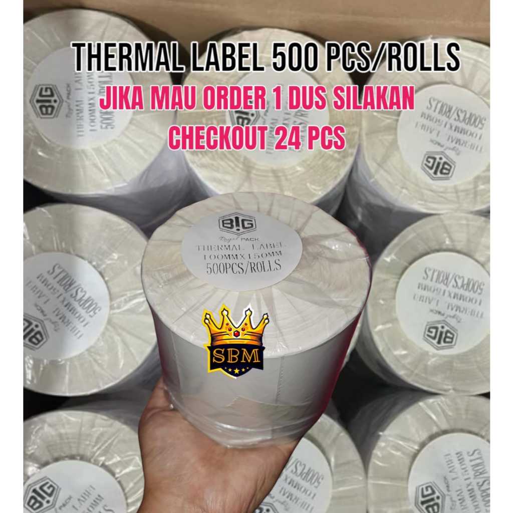 

SBM ~ Label Thermal Sticker 100 x 150 mm A6 isi 500 pcs BERKUALITAS ROLL