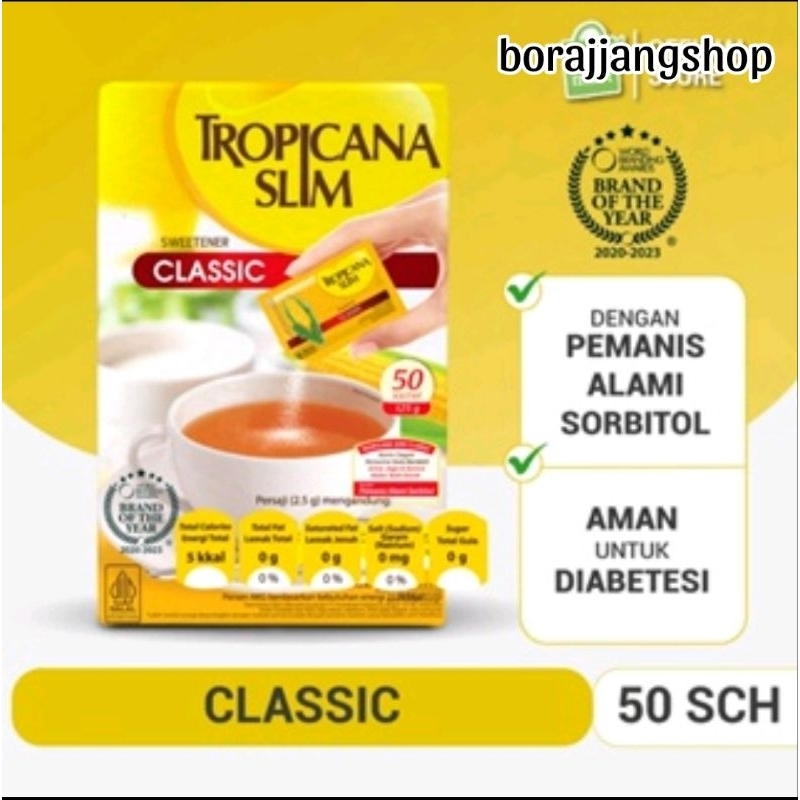 

[KEMASAN DUS&REPACK]Tropicana slim classic 50 sachet[Exp NOV 2027]/Tropicana slim gula classic 50 sch/Gula Tropicana Slim/Gula diet tropicana slim/tropicana slim classic