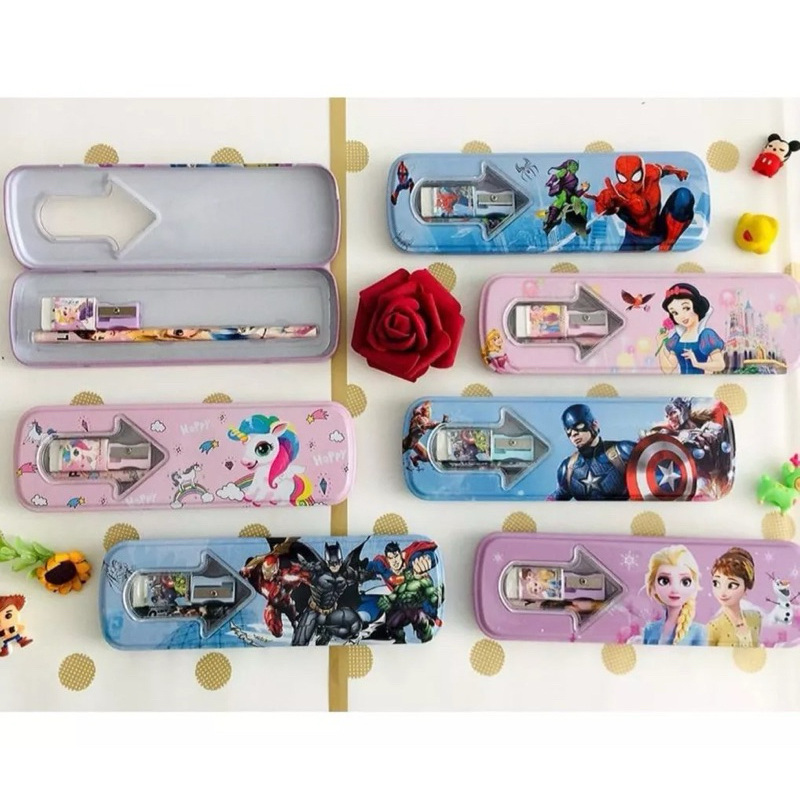 

Tempat Pensil Kaleng Jadul / Kotak Pensil Anak Marvel Frozen Unicorn