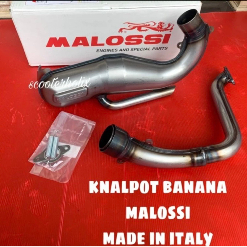 Knalpot MALOSSI banana SILVER utk Vespa SMALLFRAME PTS dkk