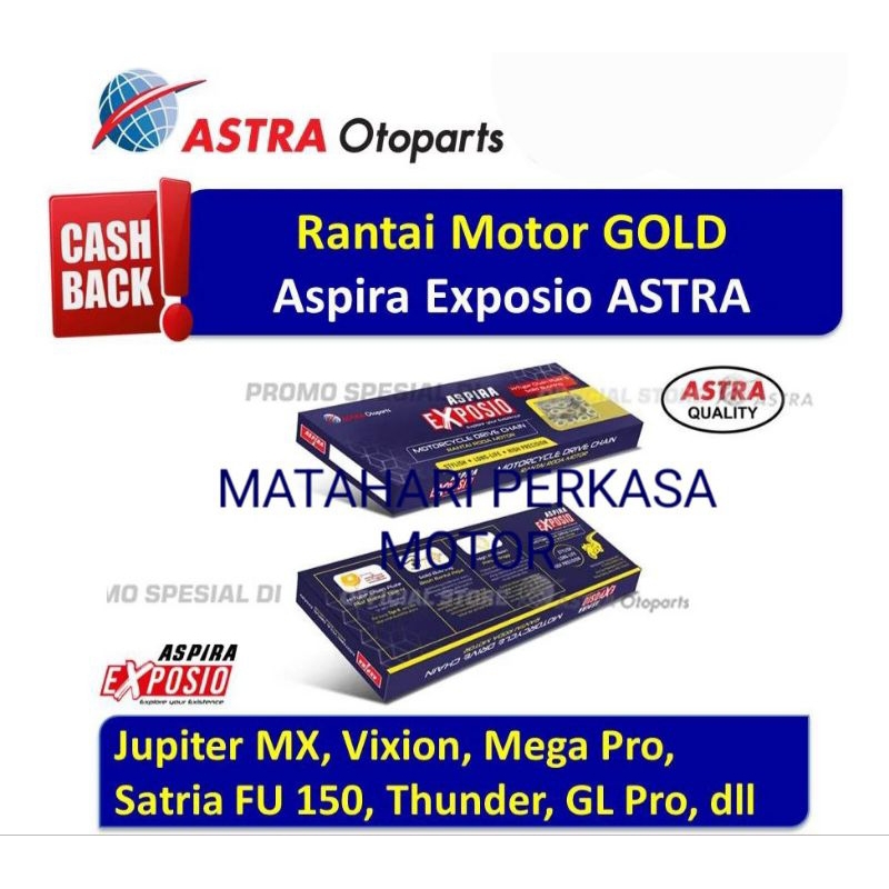 Rantai Motor Gold ASPIRA EXPOSIO 428H-120 Buat Motor Jupiter Mx,Vixion,Mega pro,Satria fu,Gl Pro dll