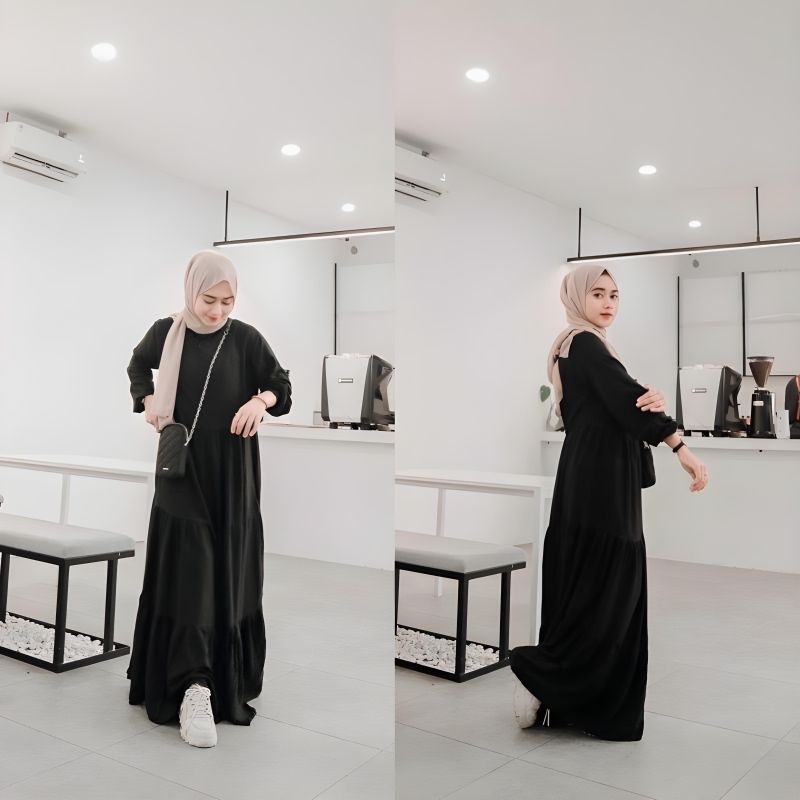 Gamis Wanita Lengan Panjang Rayon Twill Premium Import