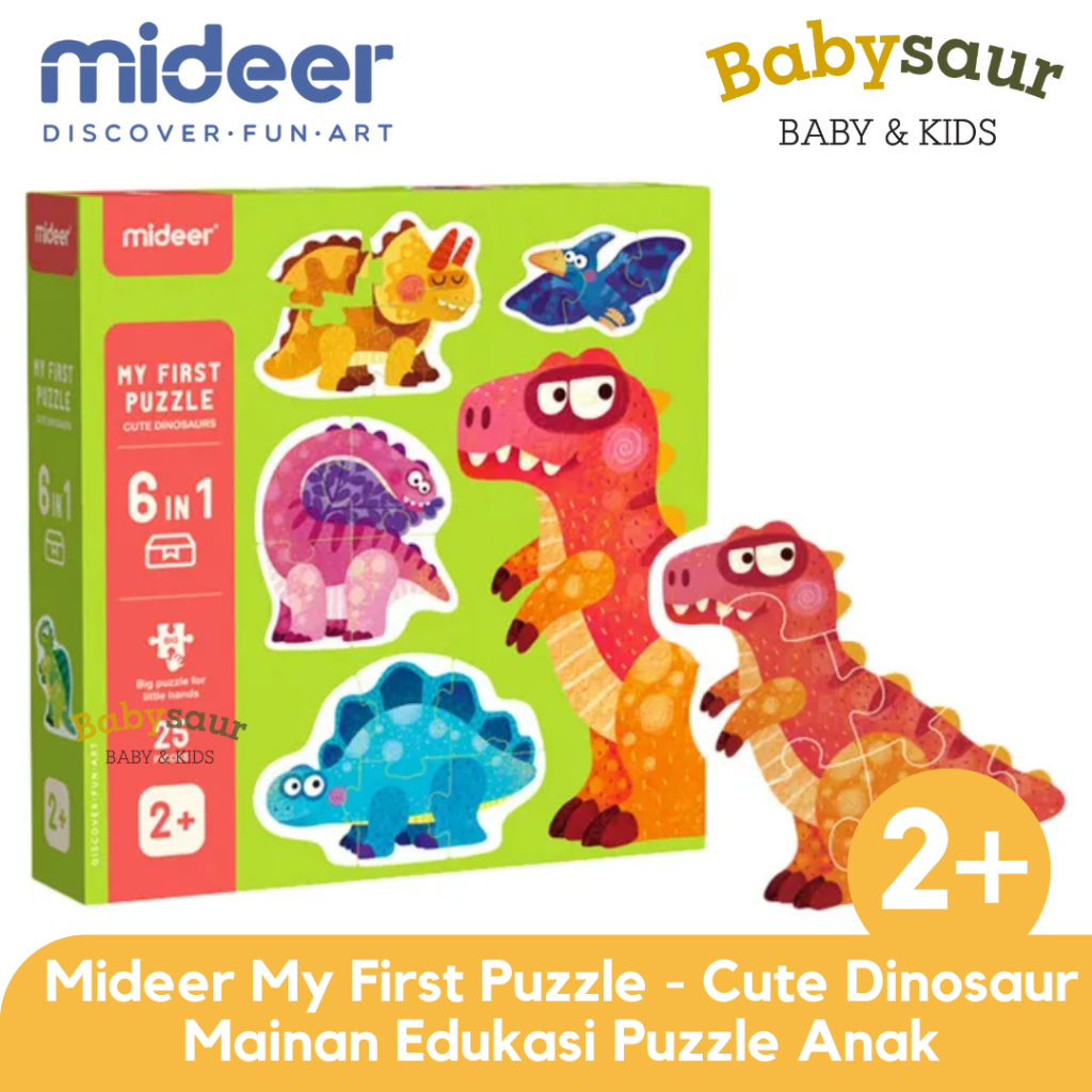 Mideer 6 in 1 My First Puzzle - Cute Dinosaur Mainan Dinosaurus Puzzle Edukasi Anak Usia 2+