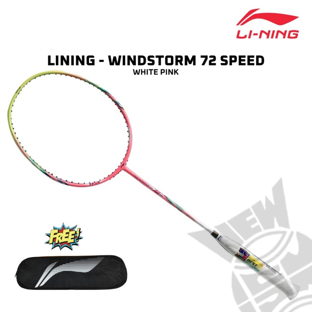 Raket Badminton Lining Windstorm 72 Speed White Pink