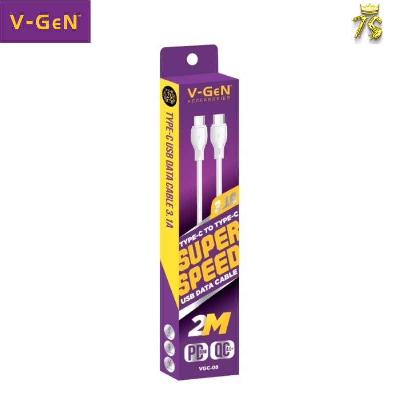 VGC-07/VGC-08 3.1A TYPE-C TO TYPE-C FAST CHARGING DATA CABLE V-GeN 2M 60 Watt