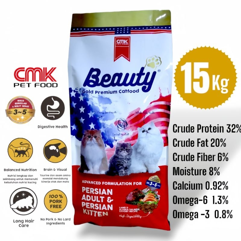 (GRAB?GOJEK) Beauty Gold Premium Cat Food 15 kg Dry food Beauty Persian