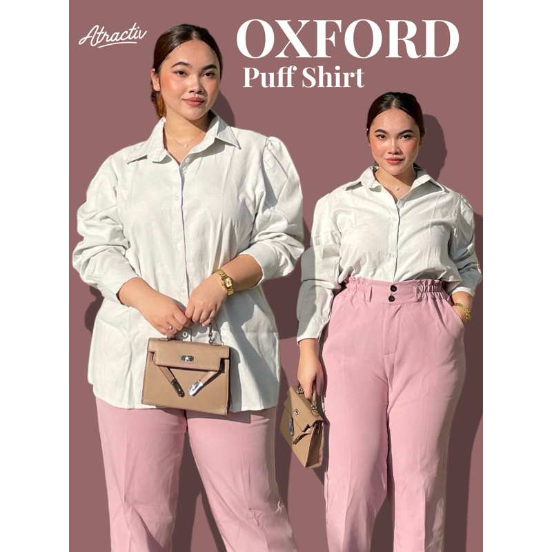 ATRACTIV Kemeja Lengan Puff Jumbo Wanita LD120 LD130 LD135 LD142 Kemeja Puff Sleeve Big Size Oxford 