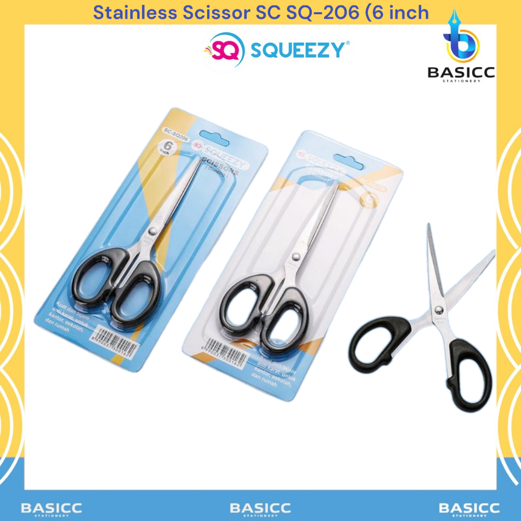 

Squeezy Gunting Stainless Scissor 6" SC SQ-206 | @ 1 Card