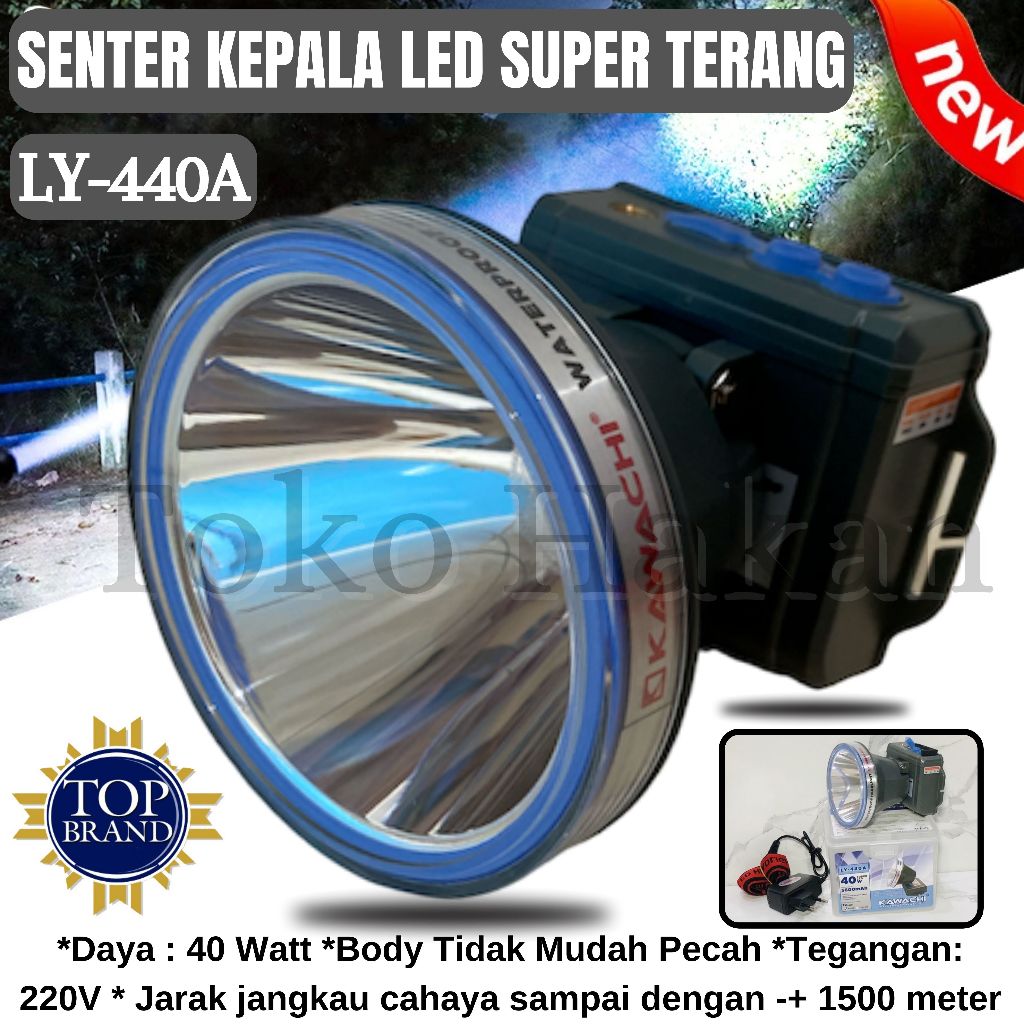 Senter Kepala Kawachi LY-440A Senter Kepala 40 Wat Tahan Hingga 12 Jam / Headlamp Super Terang / Sen