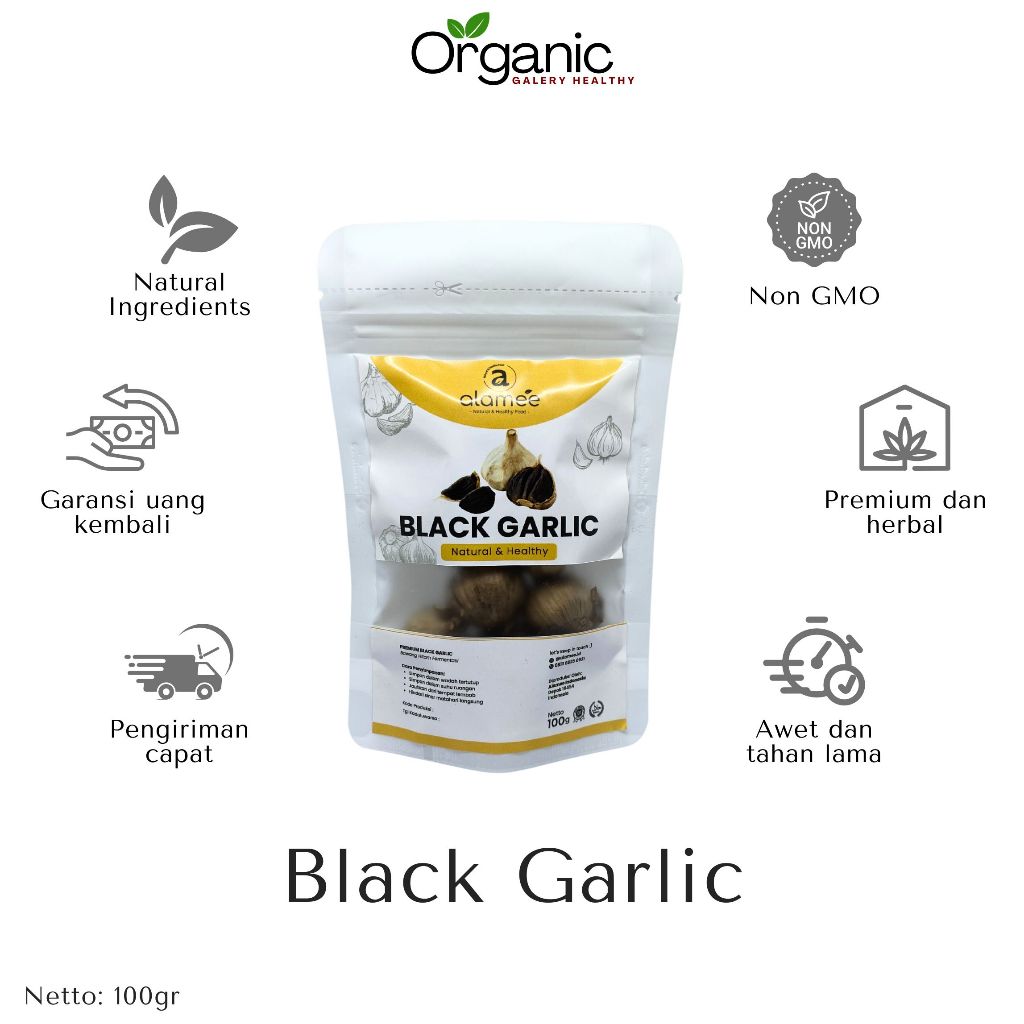 

Black Garlic Bawang Hitam Lanang Alami Natural Berkhasiat Sehat Tunggal Herbal Premium Bawang Putih 100gr