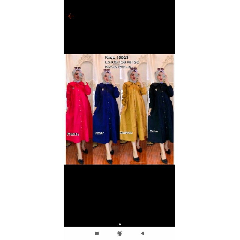 dress fanta bahan katun poplin preloved